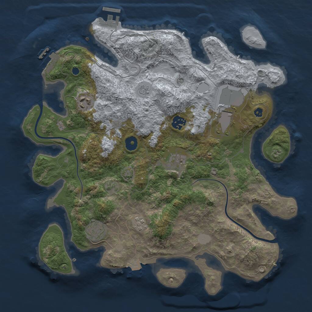 Rust Map: Procedural Map, Size: 3500, Seed: 1590676332, 12 Monuments