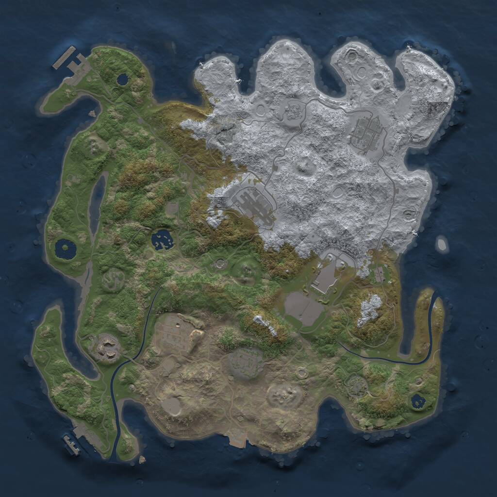 Rust Map: Procedural Map, Size: 3500, Seed: 1535375795, 13 Monuments