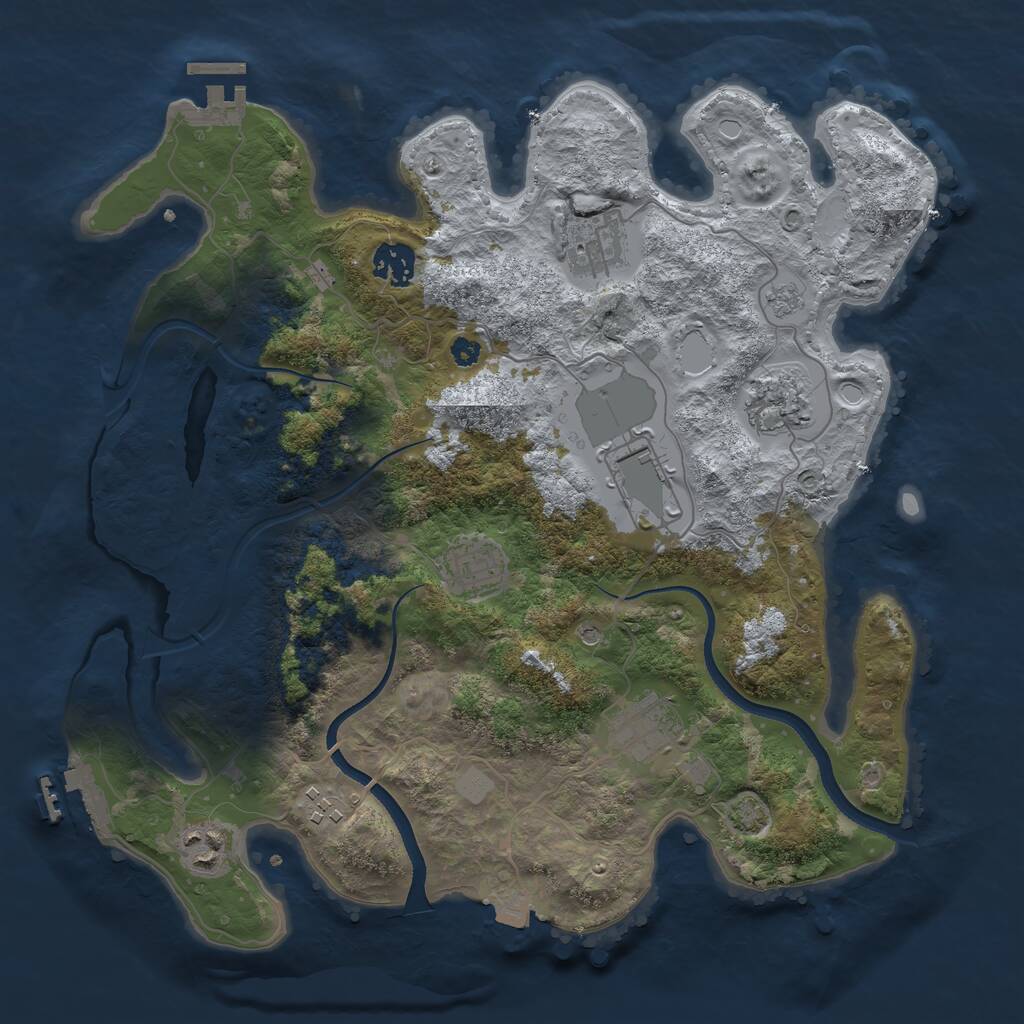 Rust Map: Procedural Map, Size: 3500, Seed: 1535375795, 14 Monuments