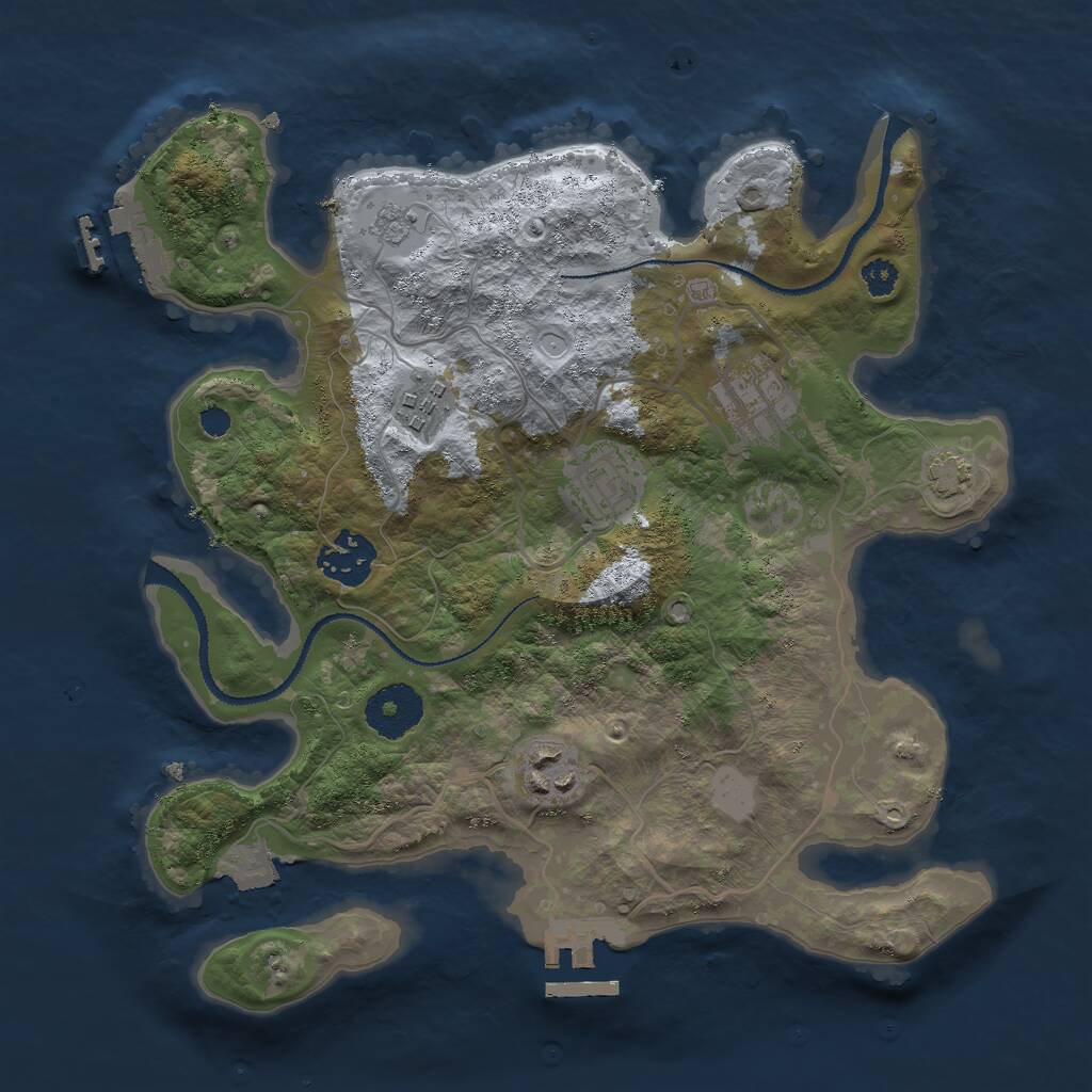 Rust Map: Procedural Map, Size: 3000, Seed: 68781871, 10 Monuments