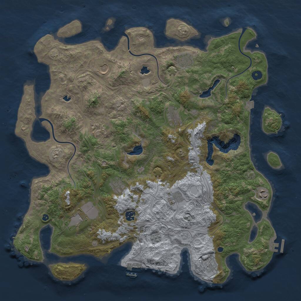 Rust Map: Procedural Map, Size: 4500, Seed: 1209491874, 17 Monuments