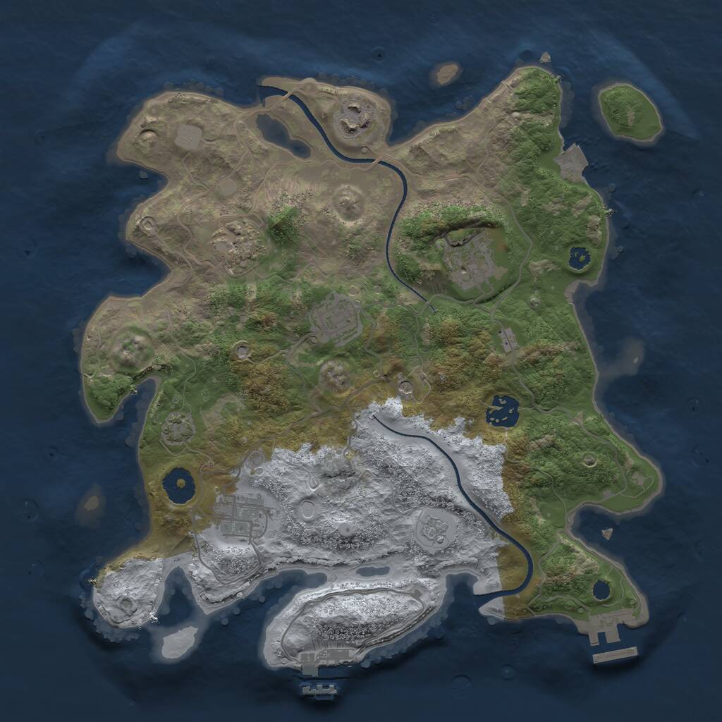 Rust Map: Procedural Map, Size: 3250, Seed: 30607, 12 Monuments