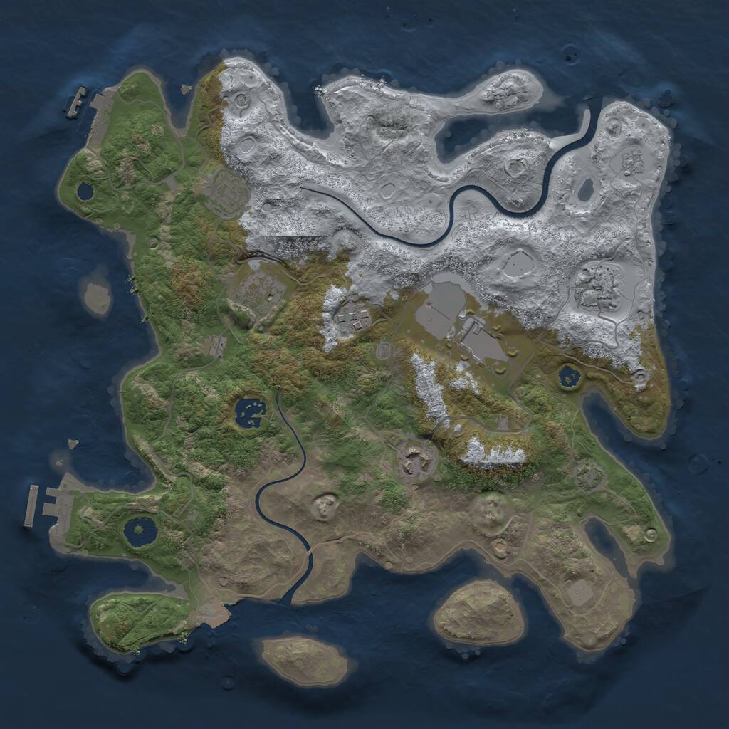 Rust Map: Procedural Map, Size: 3500, Seed: 2127454999, 13 Monuments