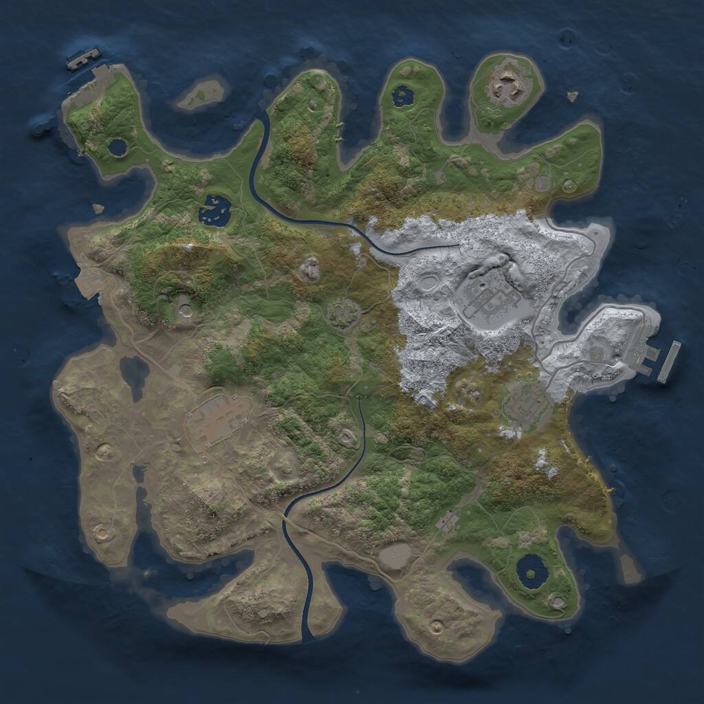 Rust Map: Procedural Map, Size: 3250, Seed: 32006158, 10 Monuments