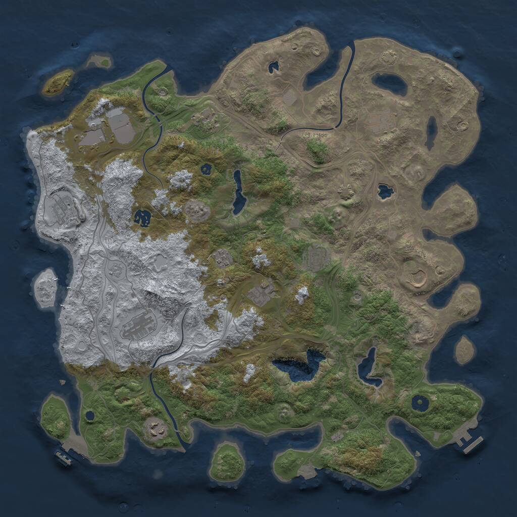 Rust Map: Procedural Map, Size: 4500, Seed: 2038002419, 17 Monuments