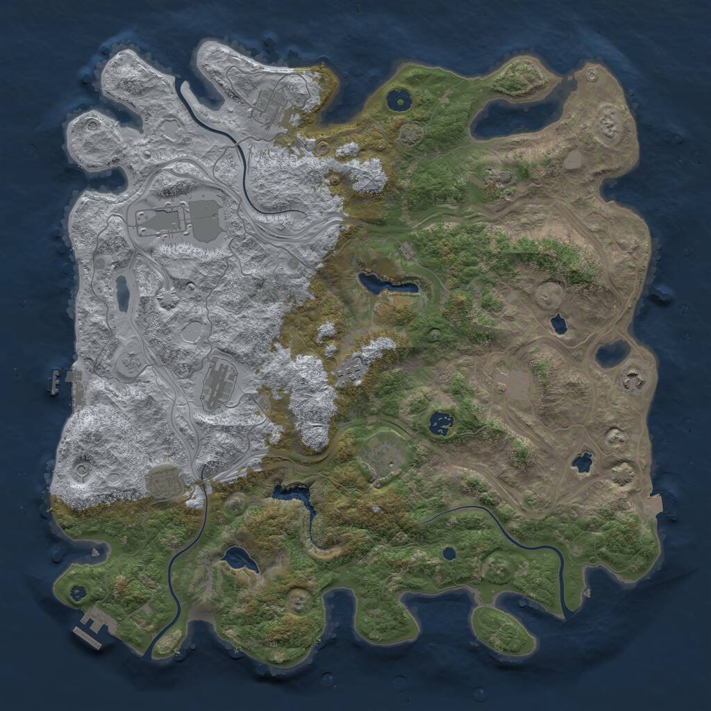 Rust Map: Procedural Map, Size: 4500, Seed: 447725496, 16 Monuments