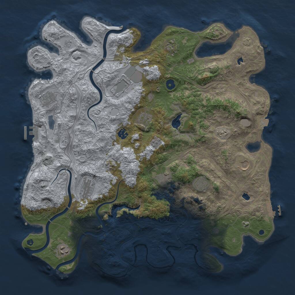 Rust Map: Procedural Map, Size: 4500, Seed: 447725496, 17 Monuments
