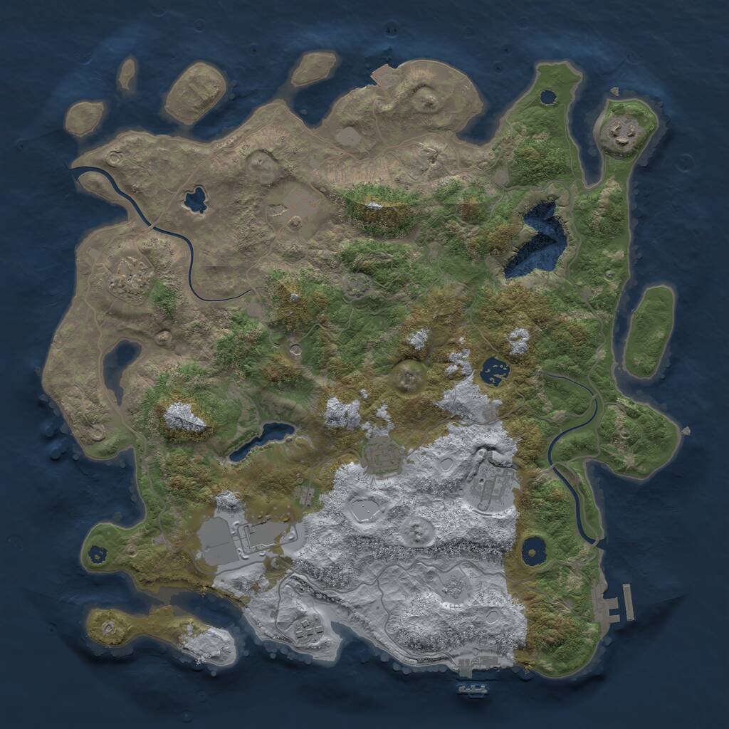 Rust Map: Procedural Map, Size: 4000, Seed: 1227527857, 14 Monuments