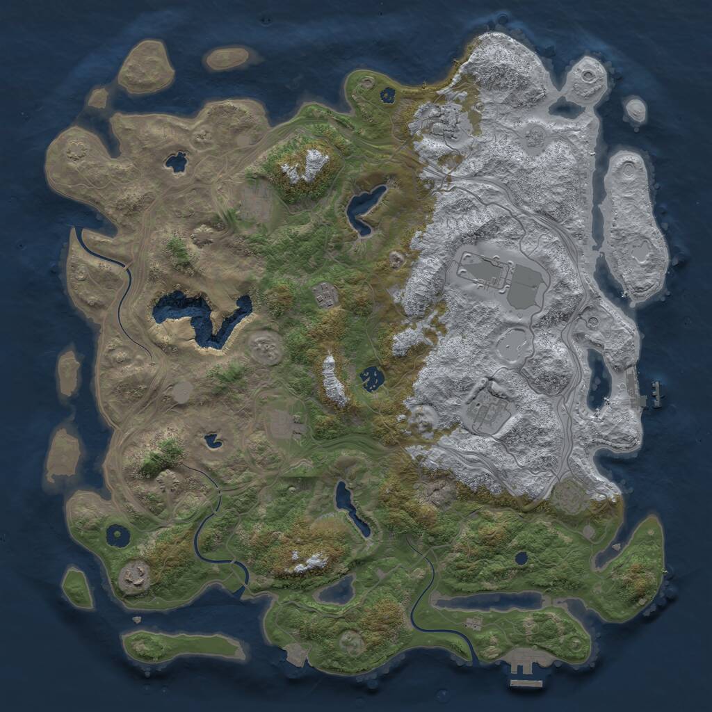 Rust Map: Procedural Map, Size: 4500, Seed: 1999308451, 15 Monuments