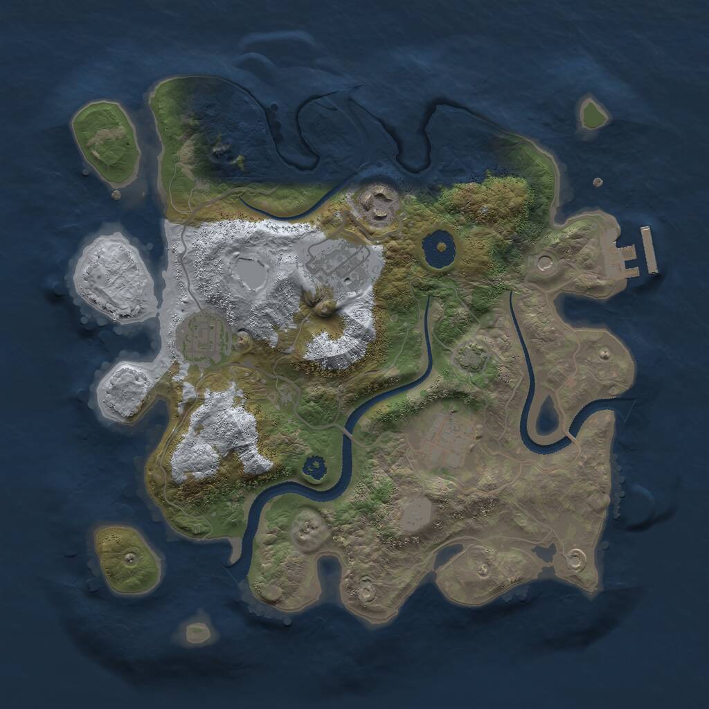 Rust Map: Procedural Map, Size: 3000, Seed: 1366565888, 8 Monuments