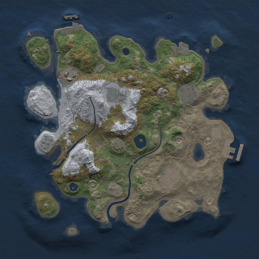 Rust Map: Procedural Map, Size: 3000, Seed: 1366565888, 10 Monuments