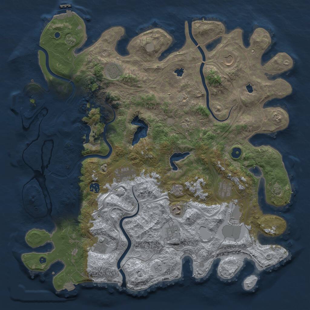 Rust Map: Procedural Map, Size: 4500, Seed: 98741358, 17 Monuments
