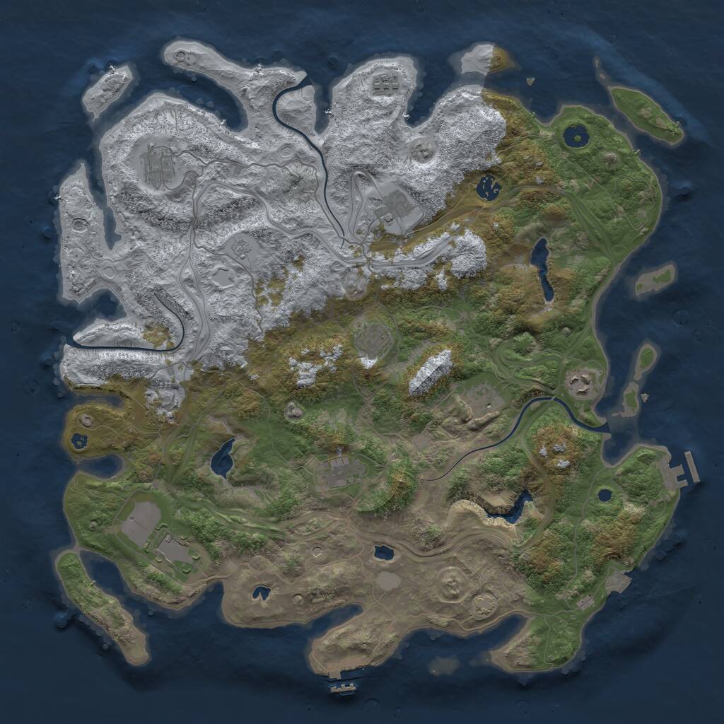 Rust Map: Procedural Map, Size: 4500, Seed: 644094059, 16 Monuments