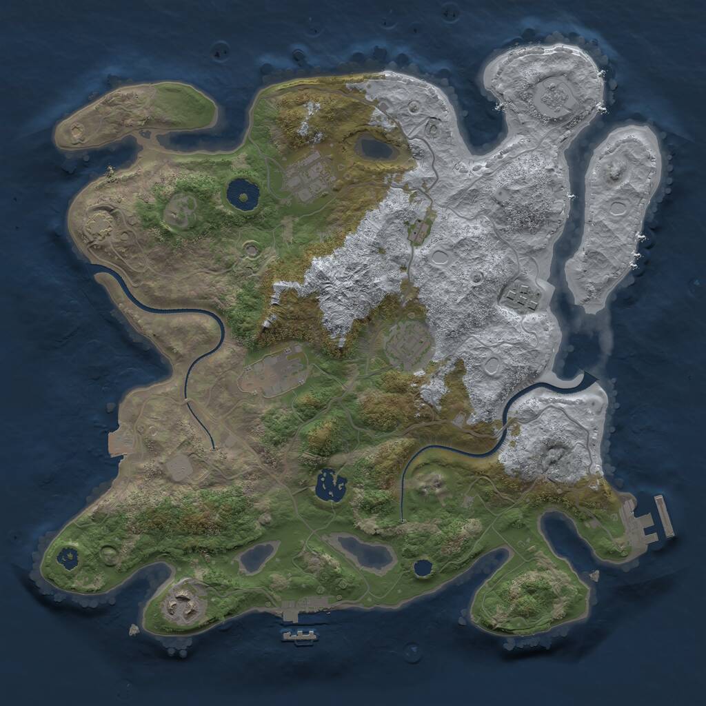 Rust Map: Procedural Map, Size: 3300, Seed: 173393610, 11 Monuments