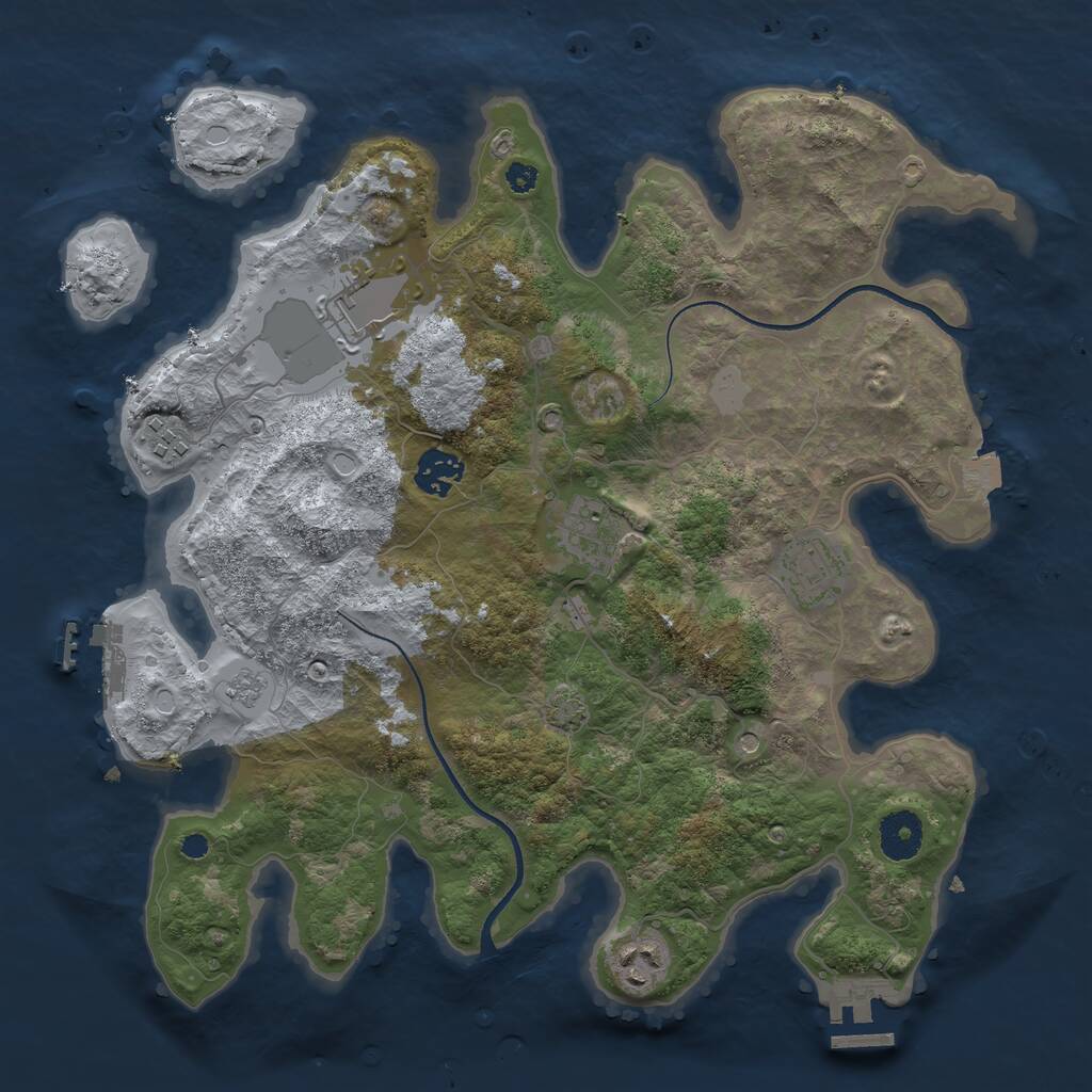 Rust Map: Procedural Map, Size: 3500, Seed: 1111931, 12 Monuments