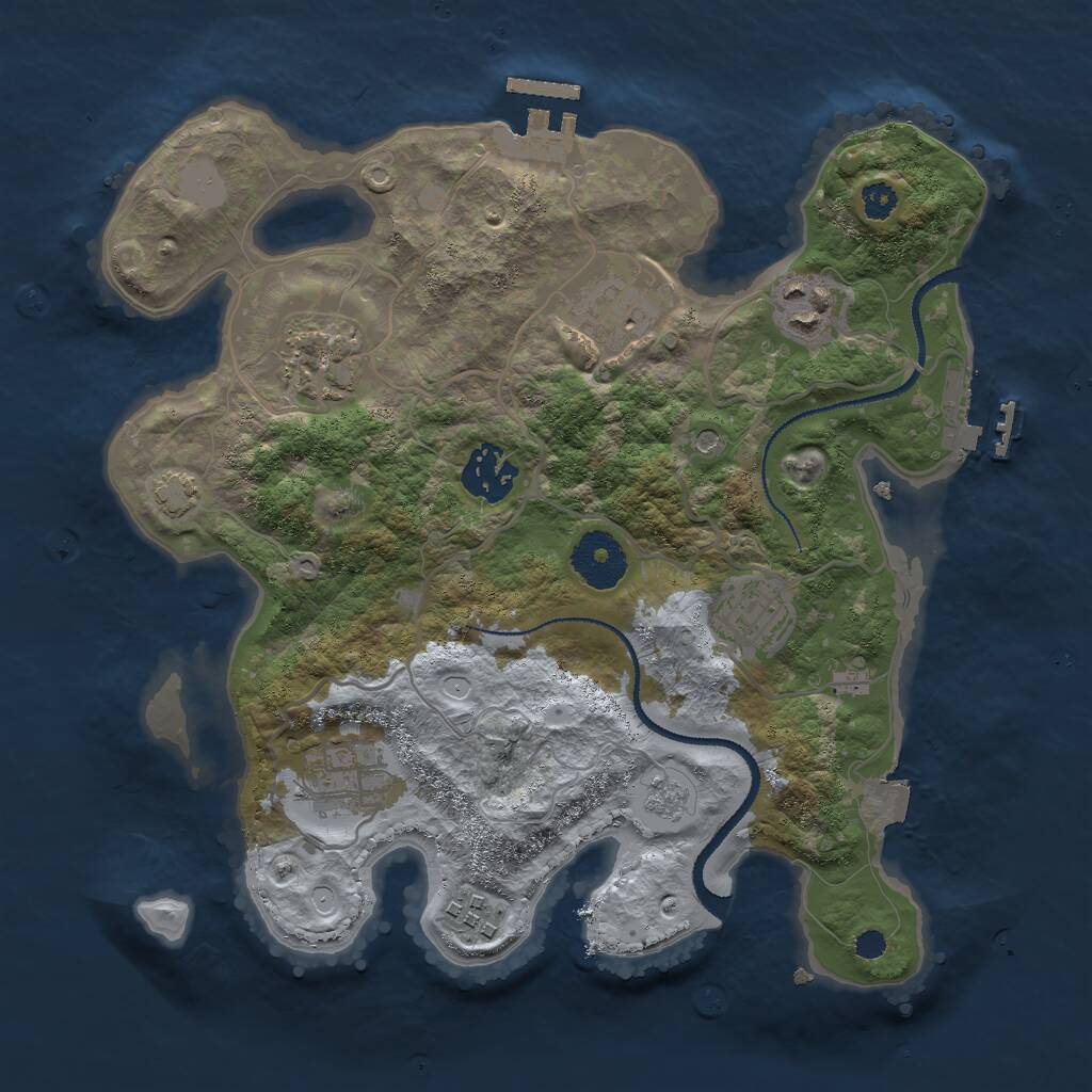 Rust Map: Procedural Map, Size: 3000, Seed: 1940543285, 13 Monuments