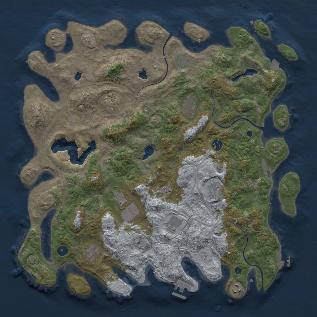 Rust Map: Procedural Map, Size: 4500, Seed: 1002375103, 16 Monuments