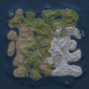 Thumbnail Rust Map: Procedural Map, Size: 3500, Seed: 408841880, 14 Monuments