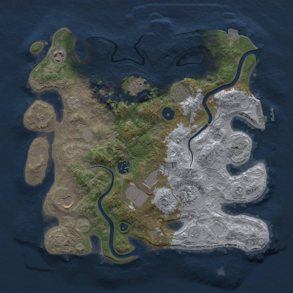 Rust Map: Procedural Map, Size: 3500, Seed: 408841880, 14 Monuments