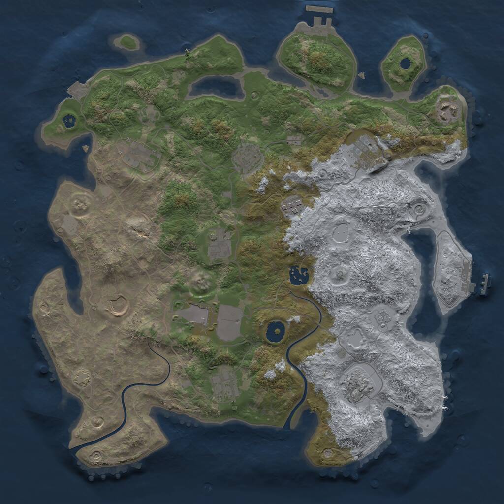 Rust Map: Procedural Map, Size: 3750, Seed: 1439995729, 17 Monuments