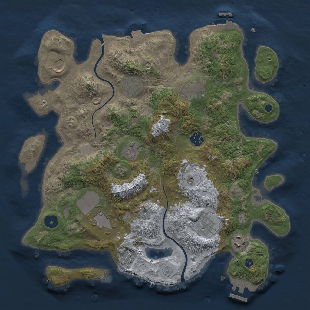 Rust Map: Procedural Map, Size: 3500, Seed: 2113658425, 15 Monuments