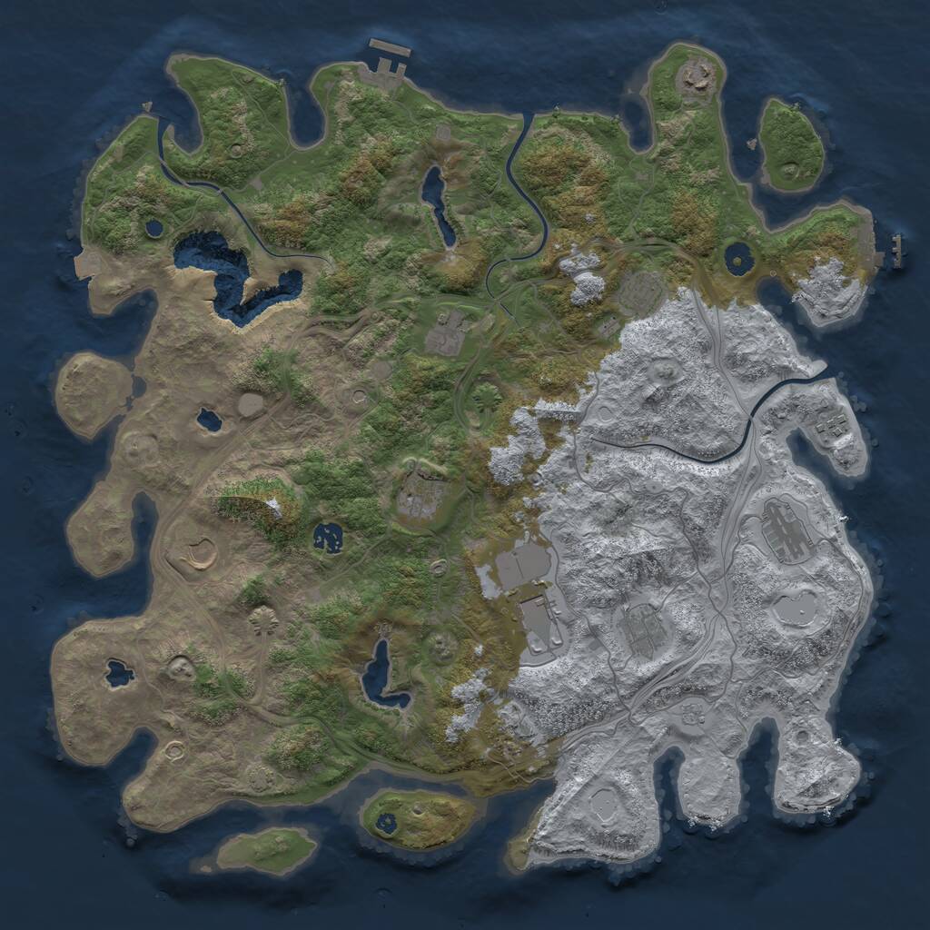 Rust Map: Procedural Map, Size: 4500, Seed: 587739867, 17 Monuments