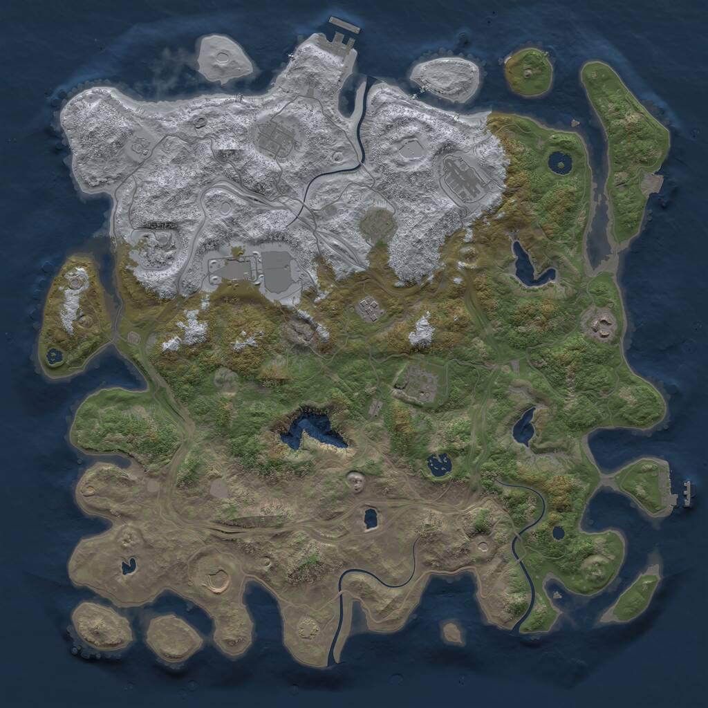 Rust Map: Procedural Map, Size: 4500, Seed: 62177921, 16 Monuments