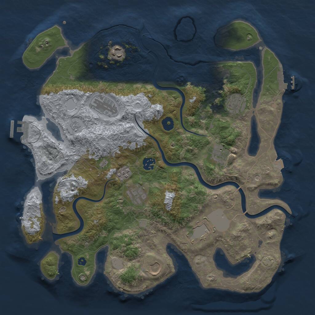 Rust Map: Procedural Map, Size: 3700, Seed: 1777032158, 15 Monuments