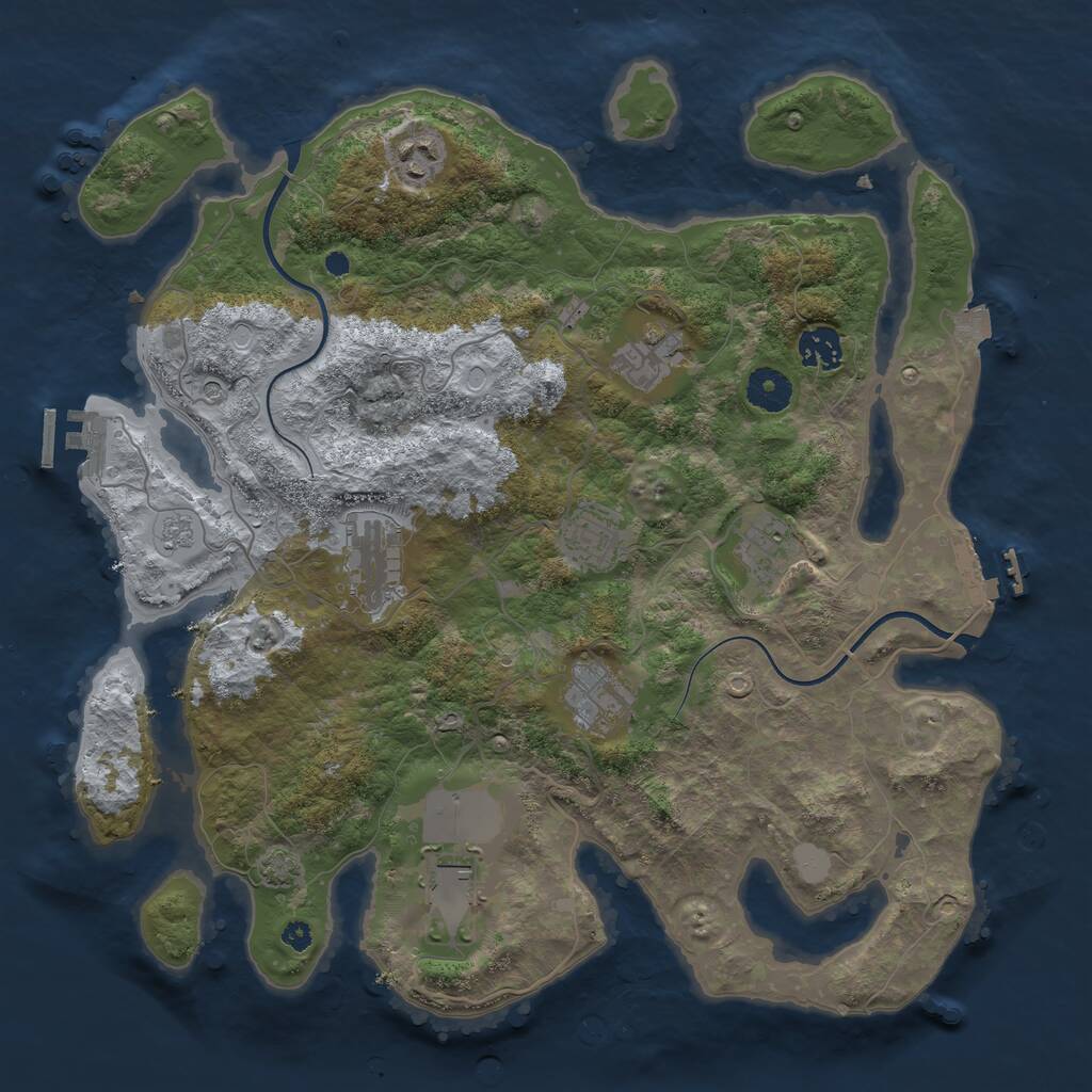 Rust Map: Procedural Map, Size: 3700, Seed: 1777032158, 14 Monuments