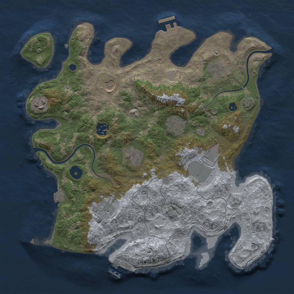 Rust Map: Procedural Map, Size: 3500, Seed: 1908534703, 14 Monuments