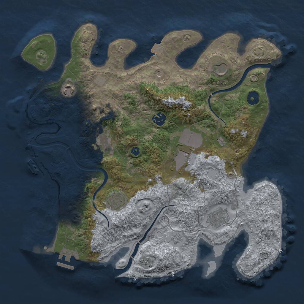 Rust Map: Procedural Map, Size: 3500, Seed: 1908534703, 14 Monuments