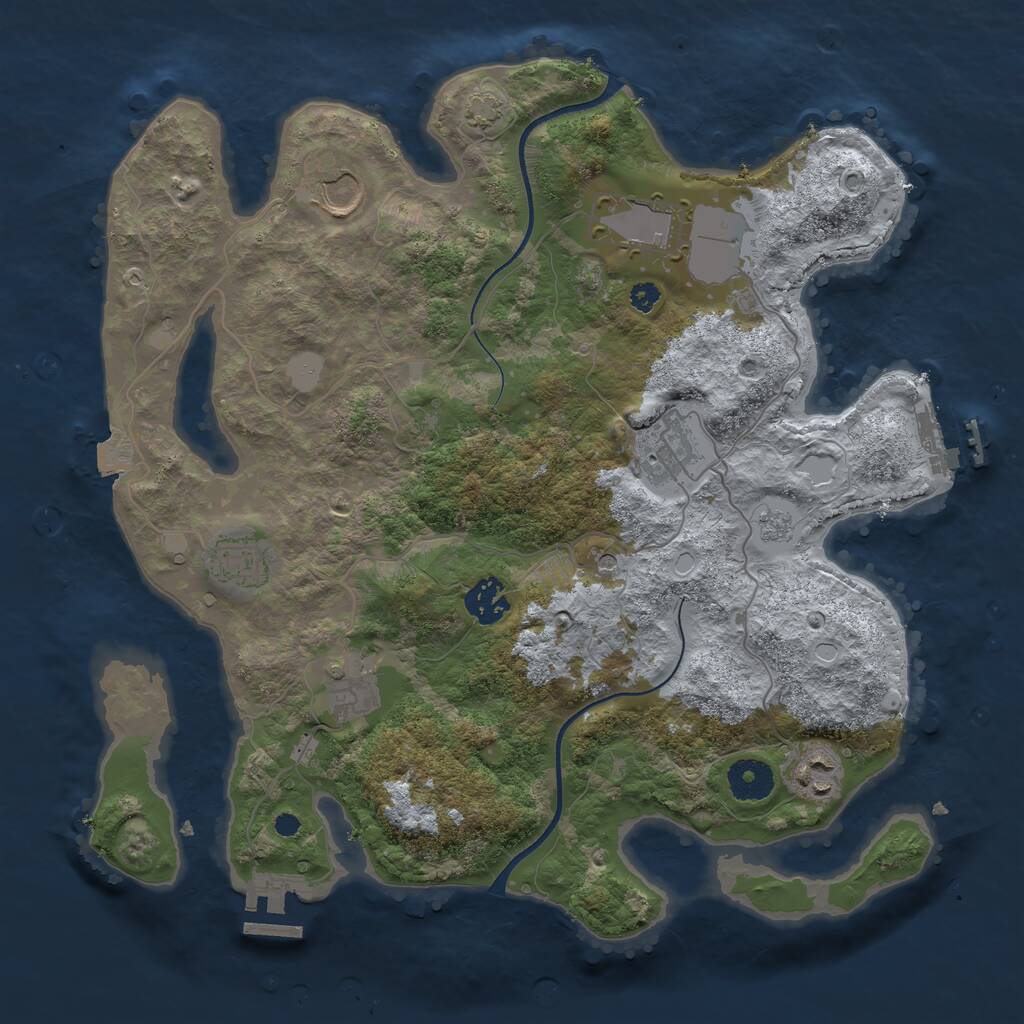 Rust Map: Procedural Map, Size: 3500, Seed: 857271027, 13 Monuments