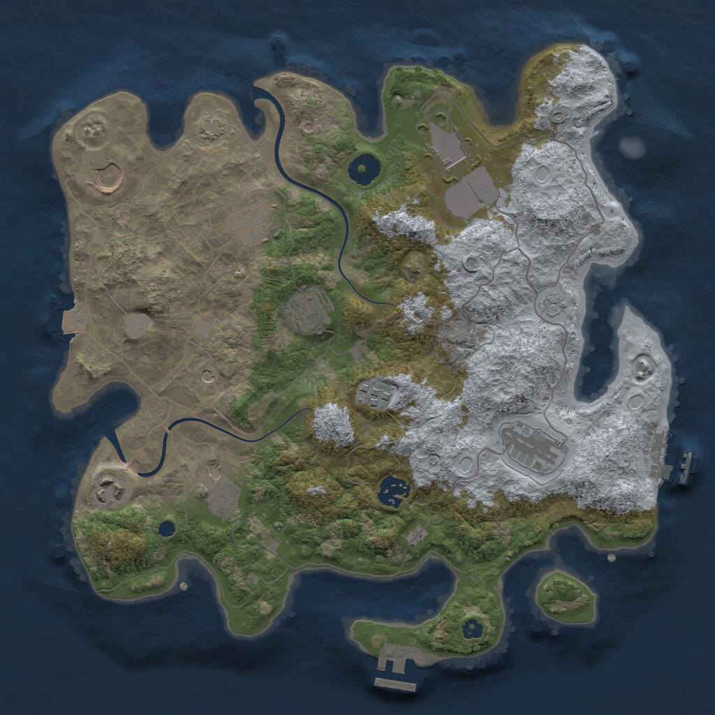 Rust Map: Procedural Map, Size: 3500, Seed: 965830271, 15 Monuments