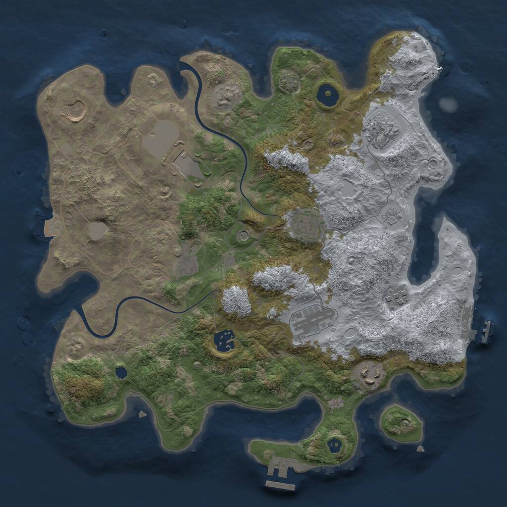 Rust Map: Procedural Map, Size: 3500, Seed: 965830271, 15 Monuments