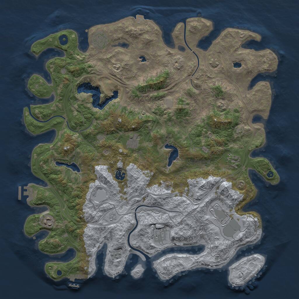 Rust Map: Procedural Map, Size: 4500, Seed: 29482121, 14 Monuments