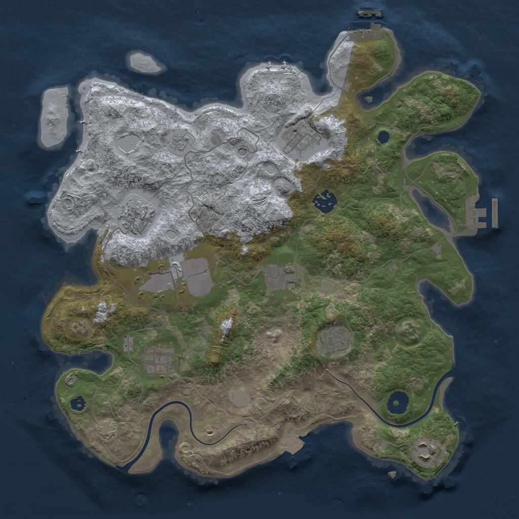 Rust Map: Procedural Map, Size: 3500, Seed: 823395, 14 Monuments