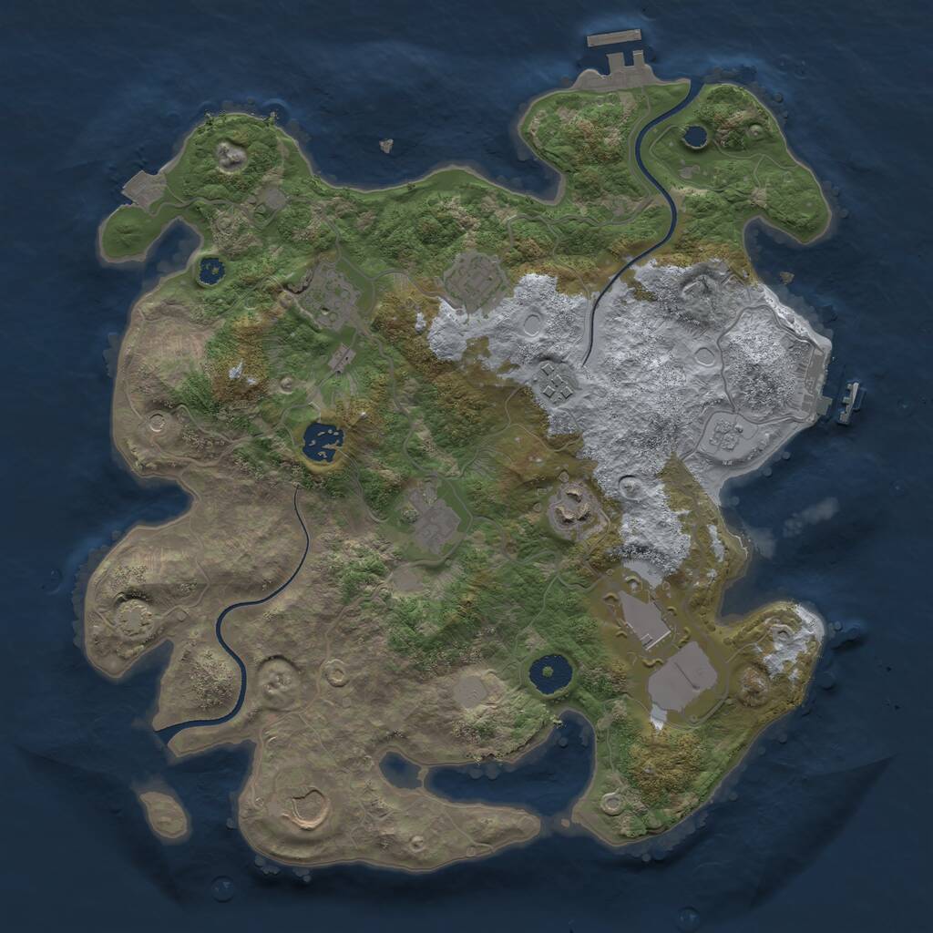 Rust Map: Procedural Map, Size: 3500, Seed: 489665, 14 Monuments