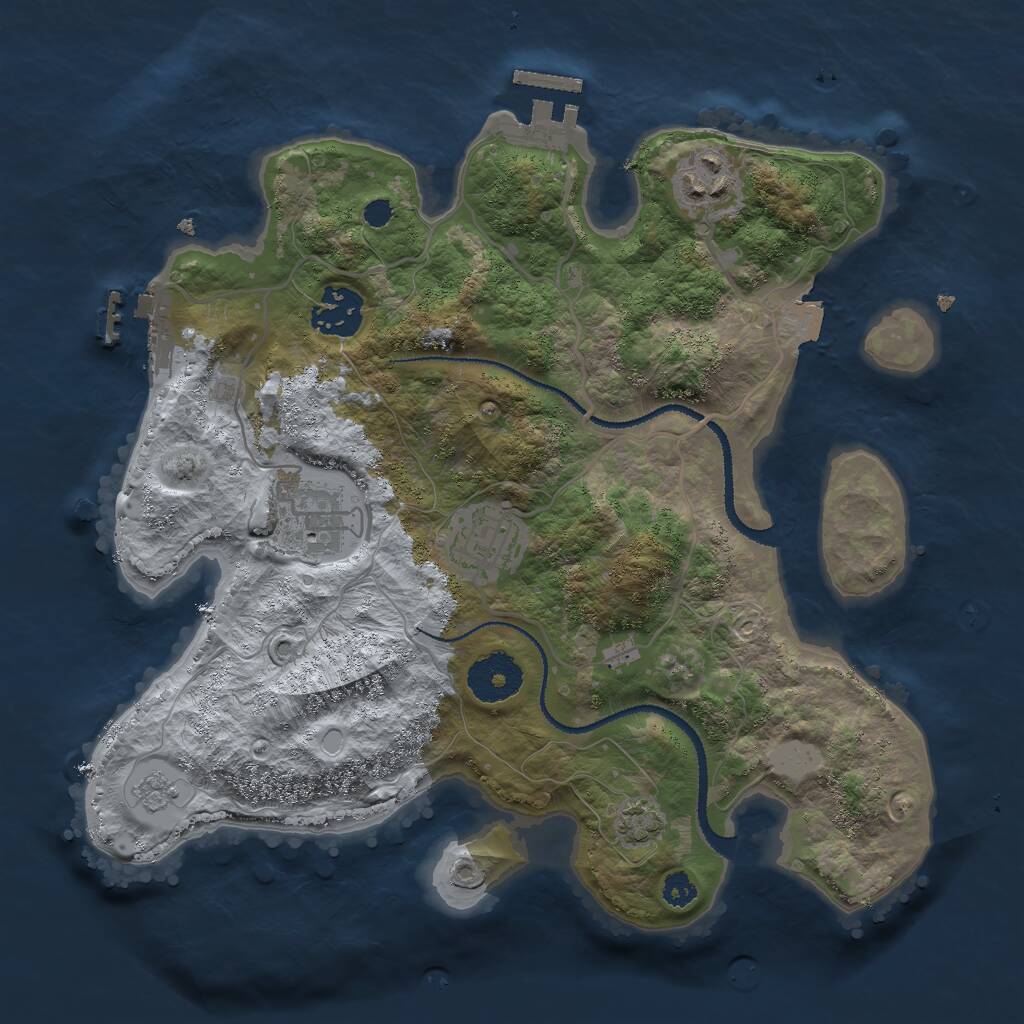 Rust Map: Procedural Map, Size: 3000, Seed: 1073026914, 9 Monuments