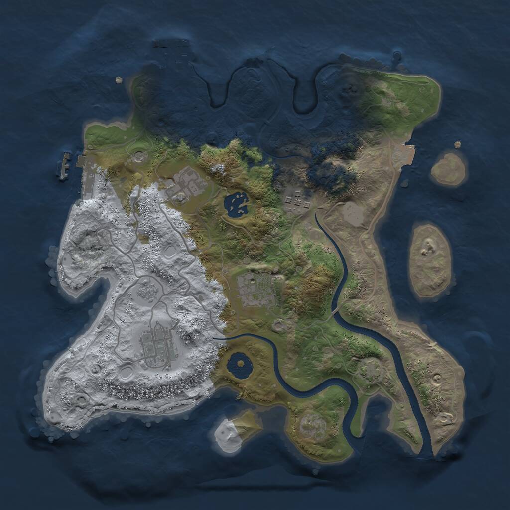 Rust Map: Procedural Map, Size: 3000, Seed: 1073026914, 11 Monuments