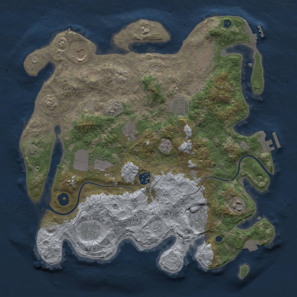 Rust Map: Procedural Map, Size: 3700, Seed: 998126, 16 Monuments