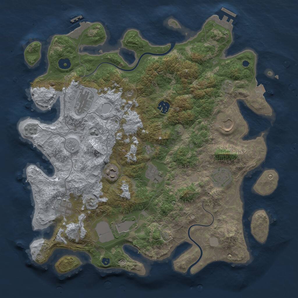 Rust Map: Procedural Map, Size: 3750, Seed: 2020791262, 15 Monuments