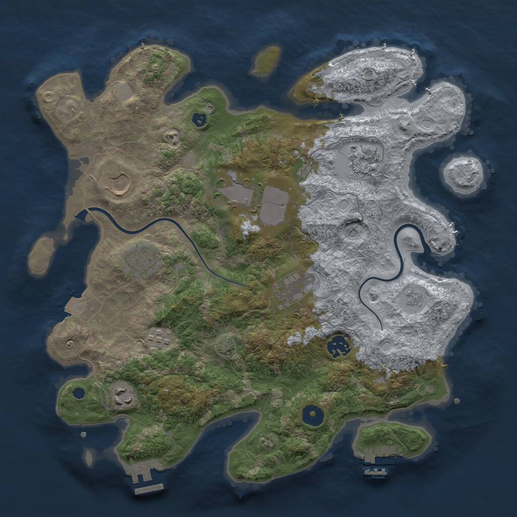 Rust Map: Procedural Map, Size: 3600, Seed: 990317, 14 Monuments