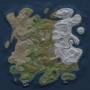 Thumbnail Rust Map: Procedural Map, Size: 3600, Seed: 990317, 14 Monuments