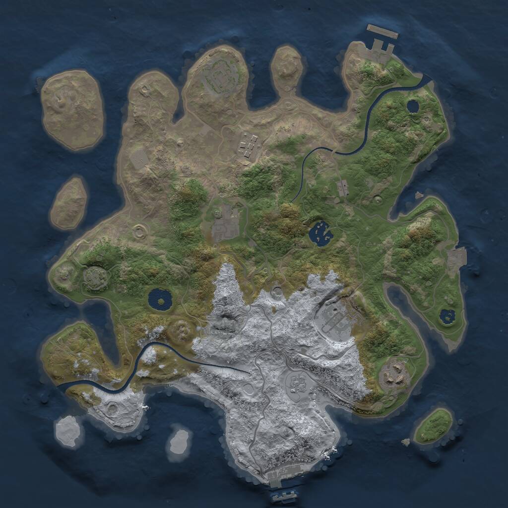 Rust Map: Procedural Map, Size: 3250, Seed: 2458, 12 Monuments