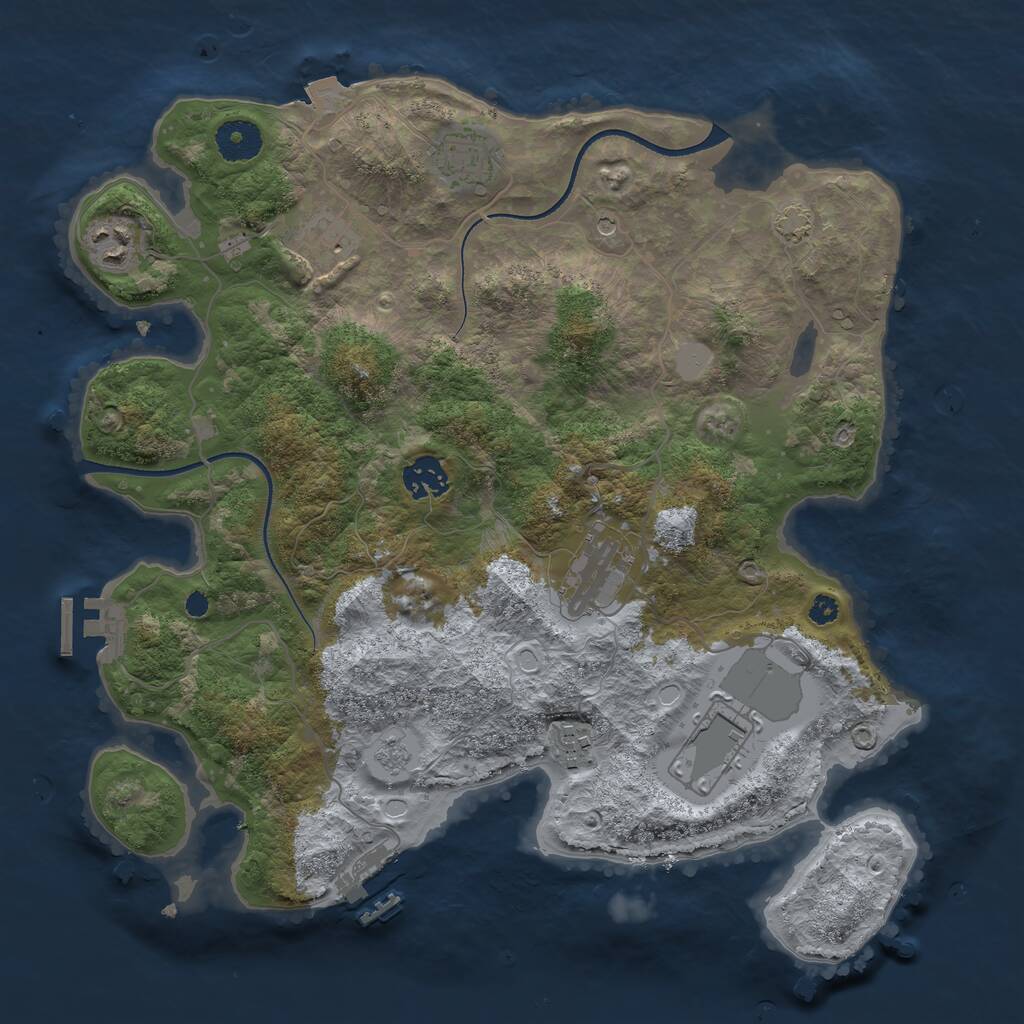 Rust Map: Procedural Map, Size: 3525, Seed: 5569054, 13 Monuments