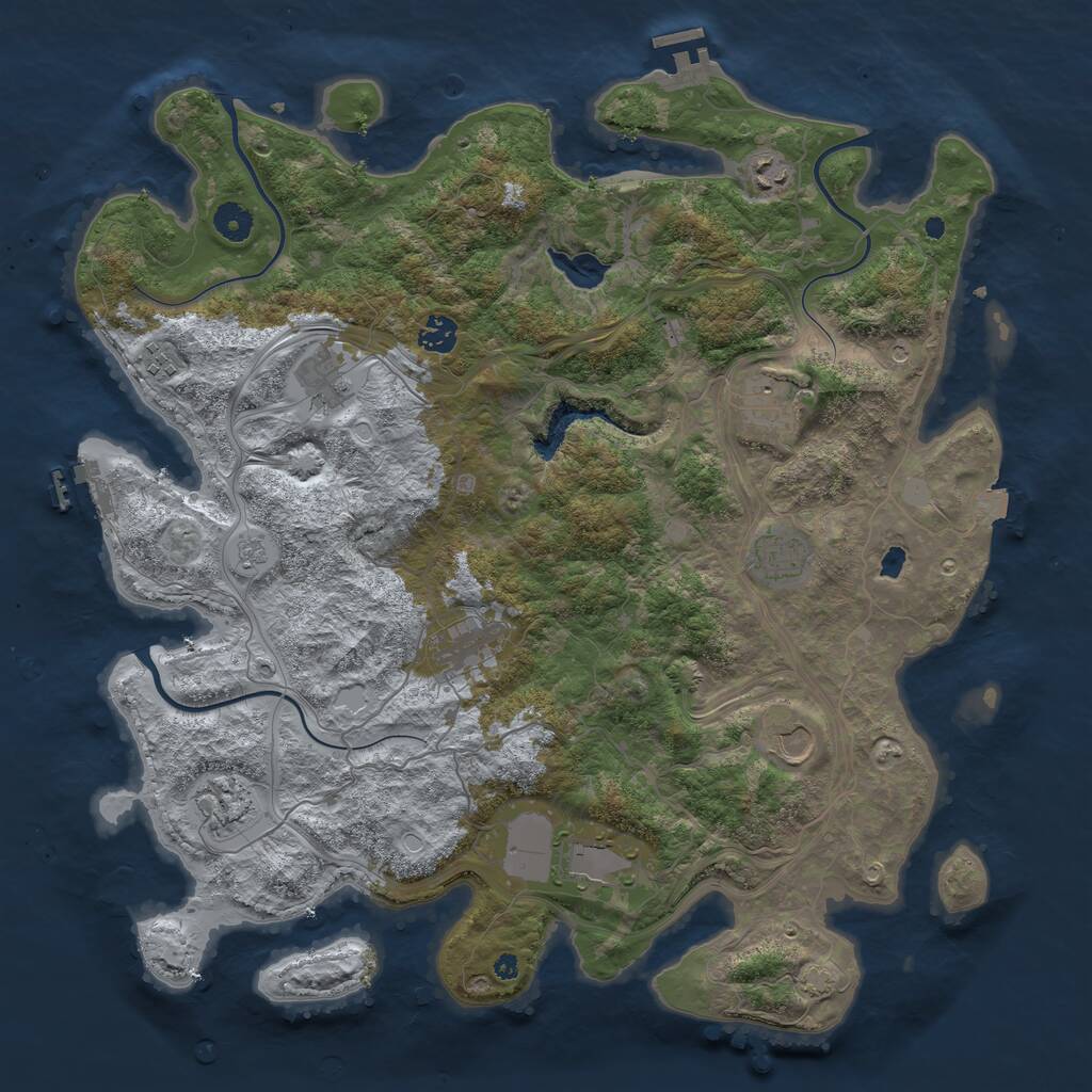 Rust Map: Procedural Map, Size: 4250, Seed: 791384124, 16 Monuments