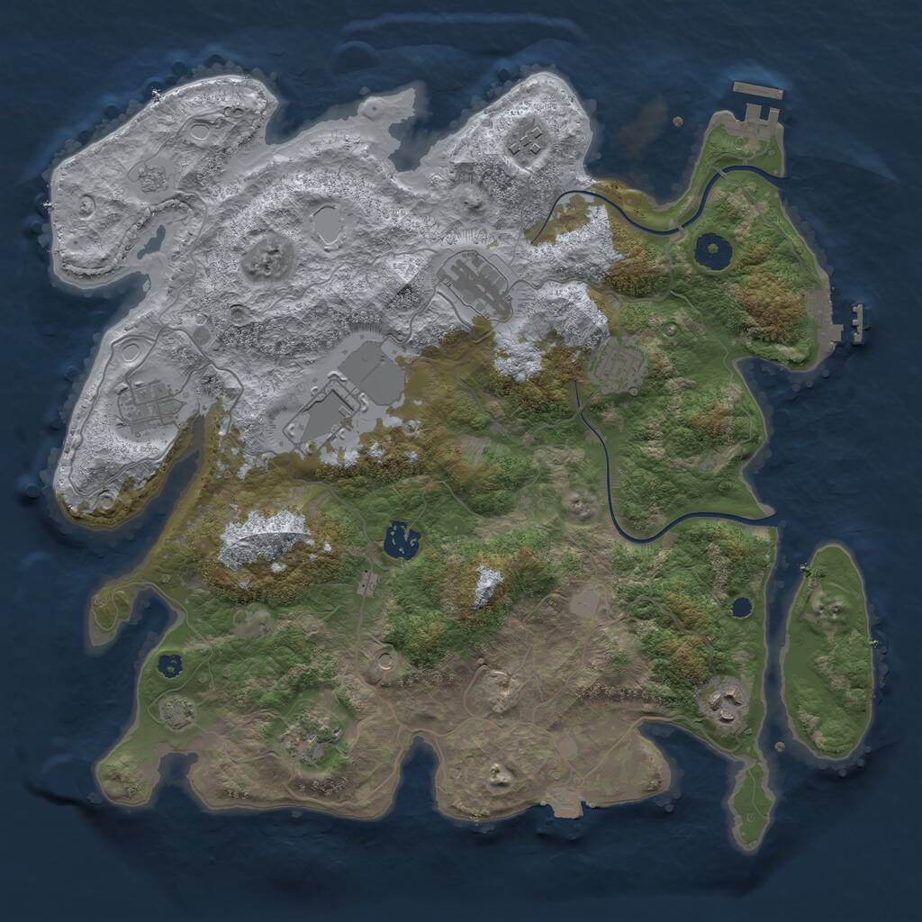 Rust Map: Procedural Map, Size: 3750, Seed: 3701865, 14 Monuments
