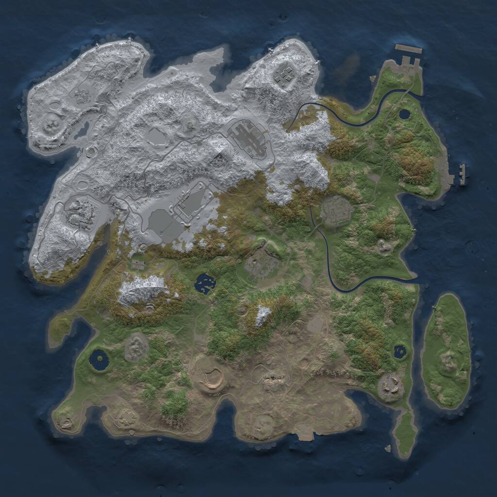 Rust Map: Procedural Map, Size: 3750, Seed: 3701865, 14 Monuments