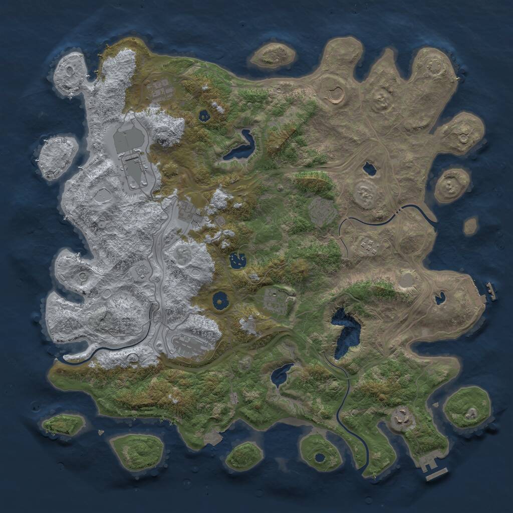 Rust Map: Procedural Map, Size: 4500, Seed: 762037167, 16 Monuments