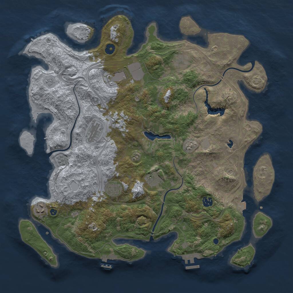Rust Map: Procedural Map, Size: 4250, Seed: 255842563, 14 Monuments